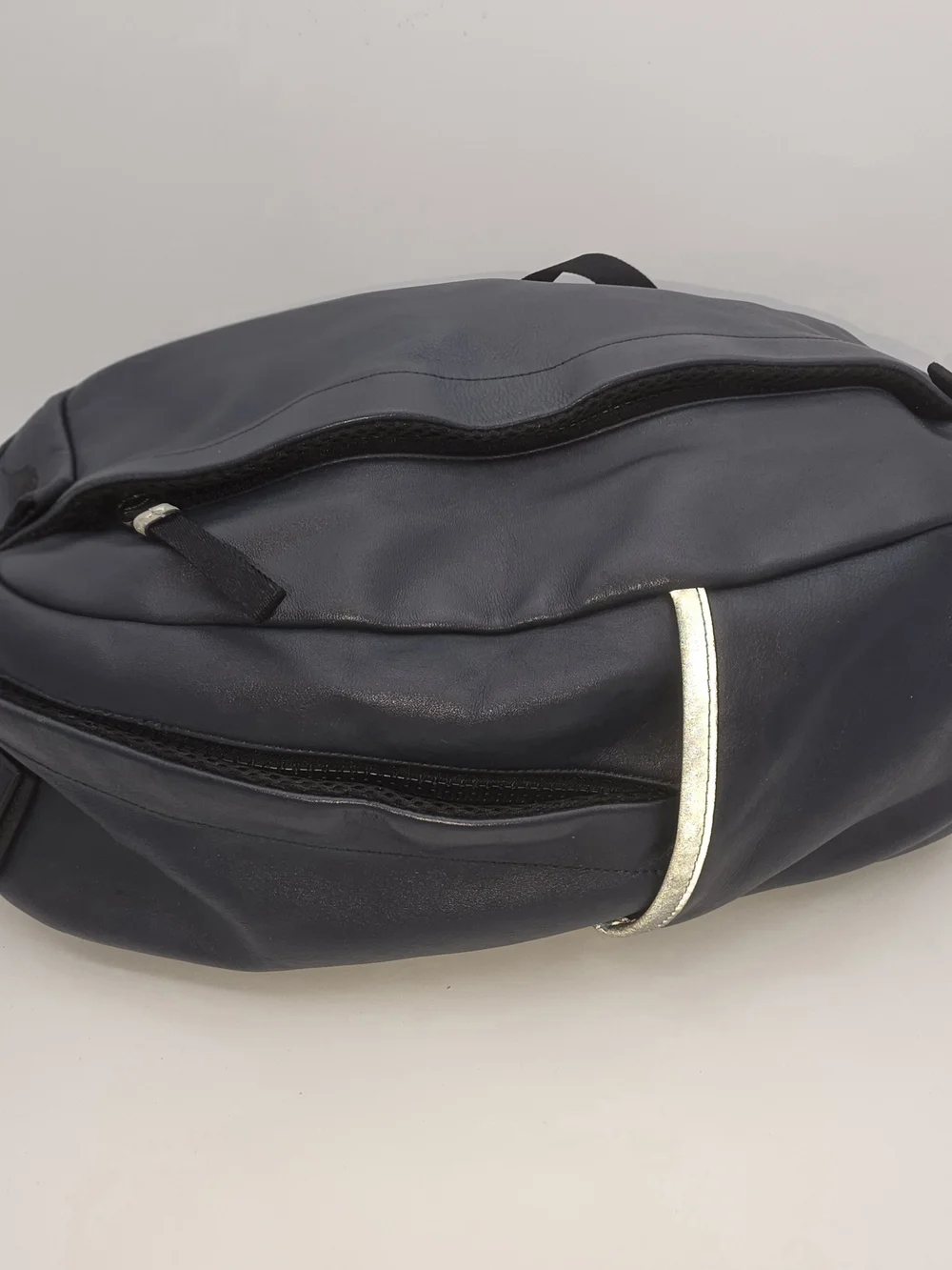 Coach Men's Dark Navy Backpack with Silver Accents